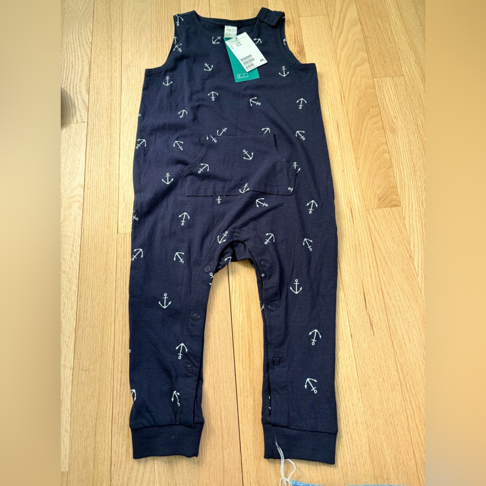 H&M Anchor Cotton One Piece 1.5-2 Years NWT Navy Nautical Toddler Romper